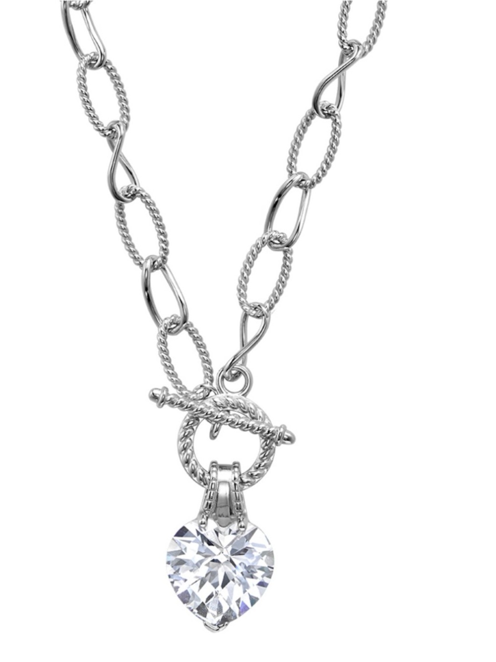 Rhodium plated silver toggle front heart necklace by designer Tocara BNIB pretty
